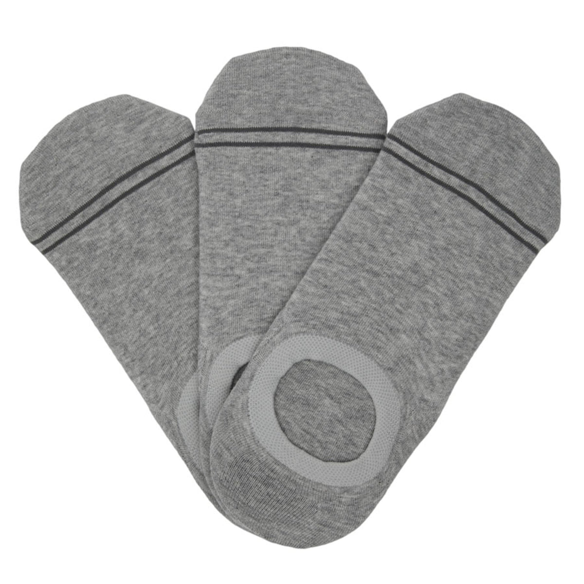 Grey No Show Socks - 3-Pack