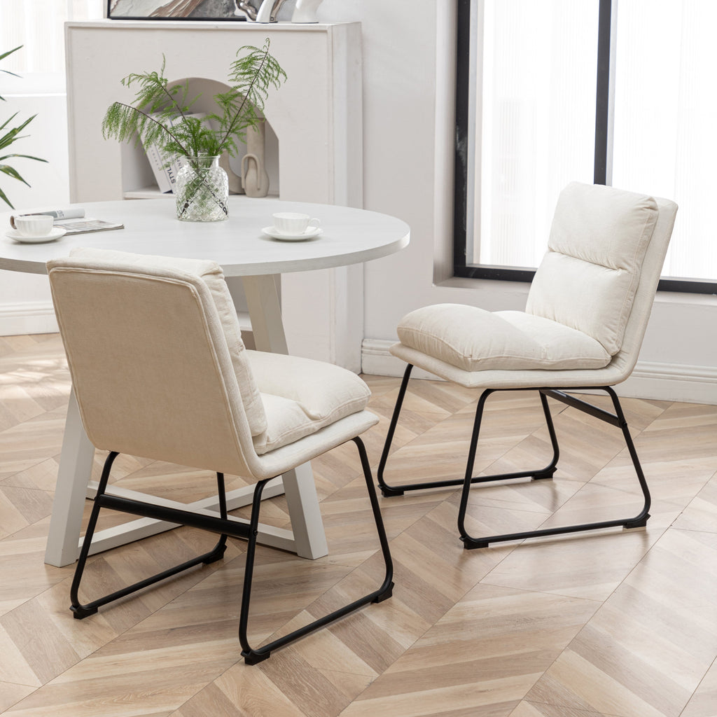 Innes 5-Piece Round Dining Set with Rubberwood Table and Faux Leather Chairs - Vanilla White