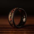 Men's 8mm Gold Dinosaur Bone & Meteorite Wedding Band