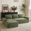 104 Inch Cloud Sectional Couch, Modern Modular Sectional Sofa with Deep Seat, Corduroy Boneless Couches with L-Shape Chaise – Green