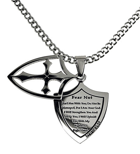 Two Piece Shield Cross Necklace