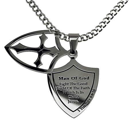 Two Piece Shield Cross Necklace