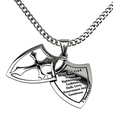 Two Piece Shield Cross Necklace