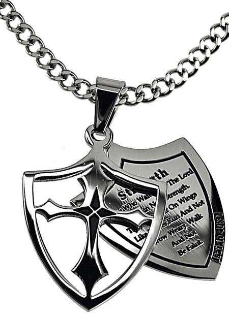 Two Piece Shield Cross Necklace