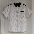 SSLR Men's Colection Luxe Men's Monochrome Patterned Button Down Shirt L