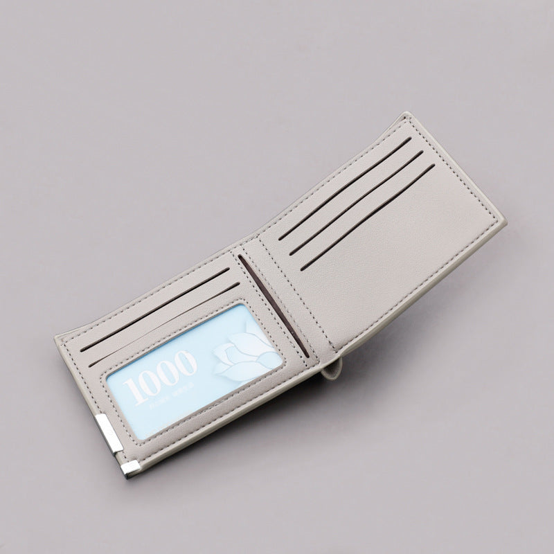 Men's Short Wallet Simple Ultra Thin Gray Can Hold Driver License Wallet Multi-Card Wallet Student Wallet