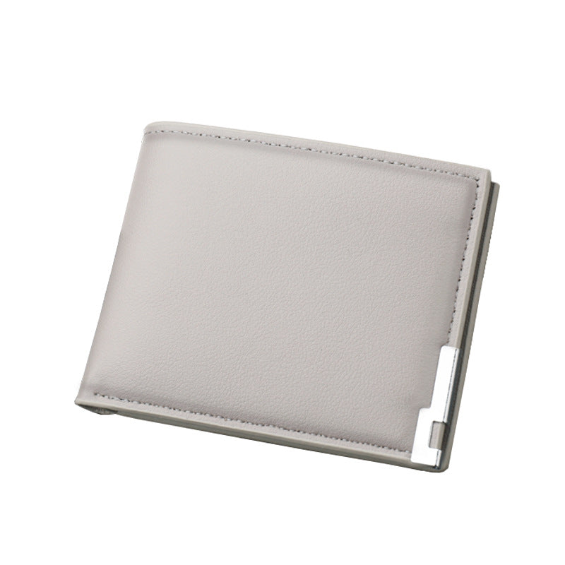 Men's Short Wallet Simple Ultra Thin Gray Can Hold Driver License Wallet Multi-Card Wallet Student Wallet