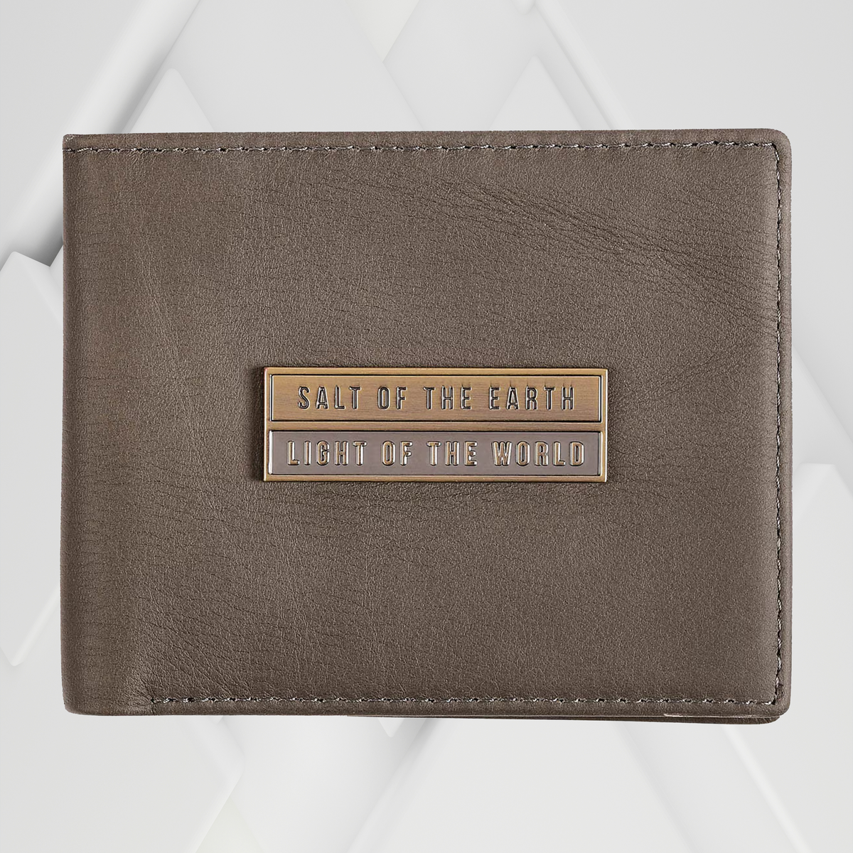 Salt Of The Earth Gray Genuine Leather Wallet - mens wallet by Christian Art Gifts