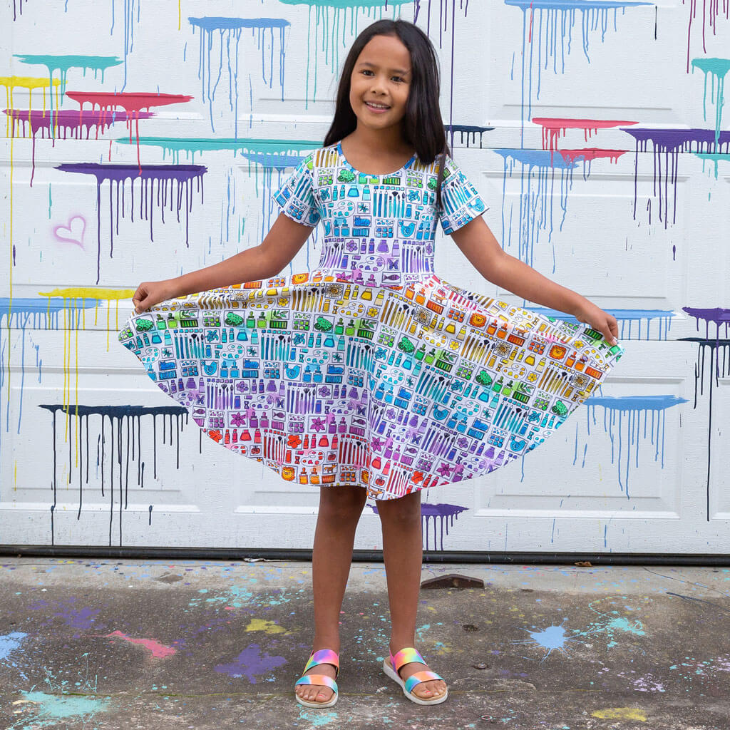 "Smarty Paints" Rainbow Art Supplies Super Twirler Dress with Pockets