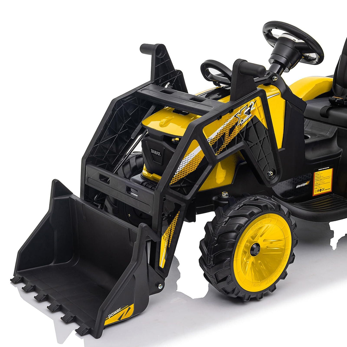 24V Electric Ride-On Tractor with Excavator, Trailer, and Digger Attachments