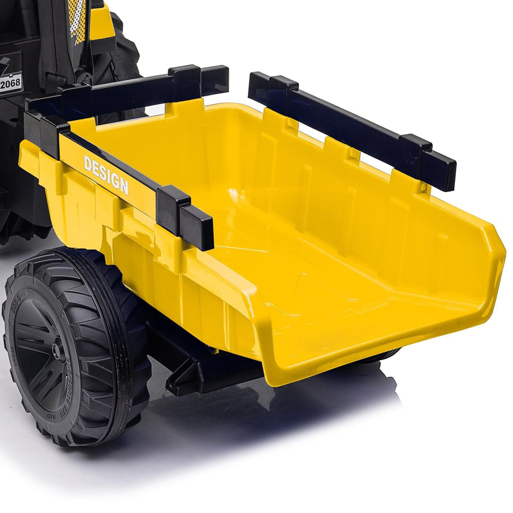 24V Electric Ride-On Tractor with Excavator, Trailer, and Digger Attachments
