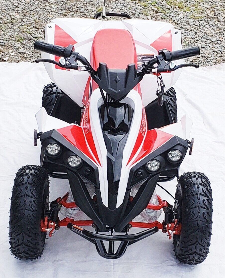 MotoTec E-Bully 36V 1000W Children's Electric ATV Quad Bike Off-Road Ride-On in White and Red