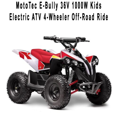 MotoTec E-Bully 36V 1000W Children's Electric ATV Quad Bike Off-Road Ride-On in White and Red