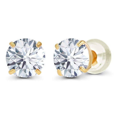 2.00 CTW AGI Certified Lab-Grown Diamond Stud Earrings in Solid 14K Gold - G Color, VS Clarity