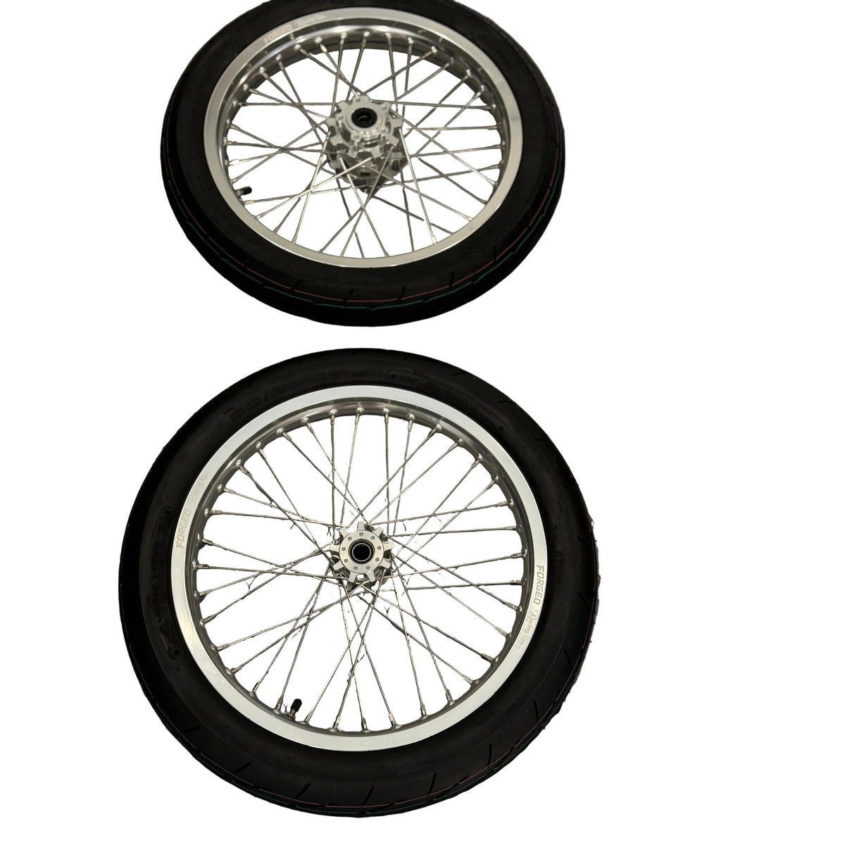 Surron Light Bee X / E-Ride Pro Supermoto Wheelset (Thick/Wide) - Chrome Silver / Gloss Black