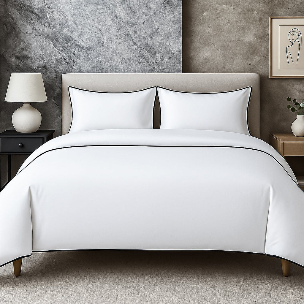 400 TC 100% Tencel Soft Silk Piping Duvet Cover Set